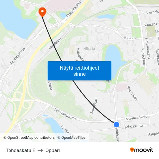 Tehdaskatu E to Oppari map