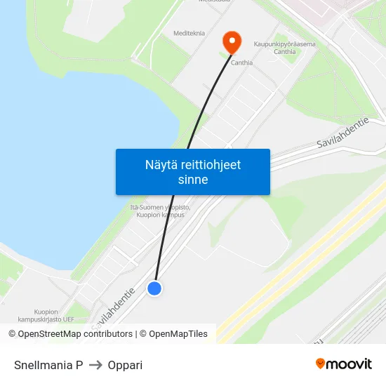 Snellmania P to Oppari map