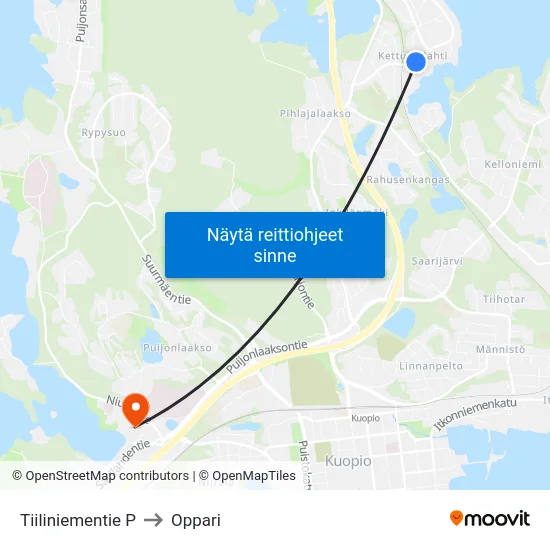 Tiiliniementie P to Oppari map