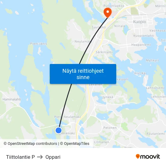 Tiittolantie P to Oppari map