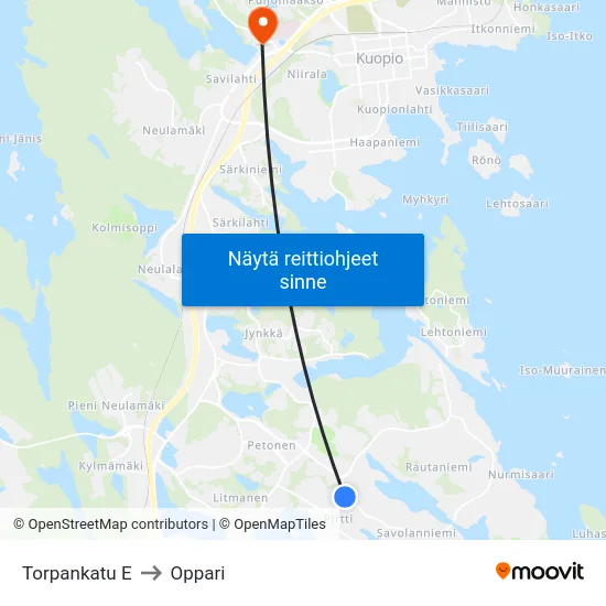 Torpankatu E to Oppari map