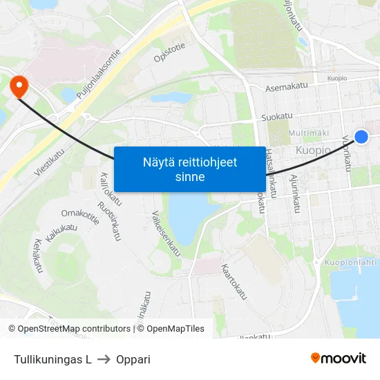 Tullikuningas L to Oppari map