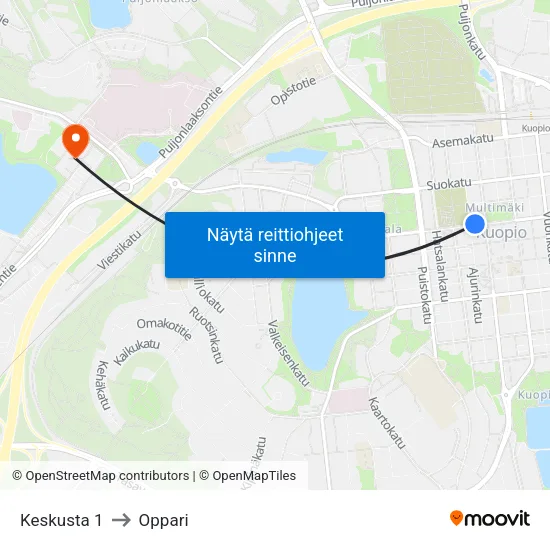 Keskusta 1 to Oppari map