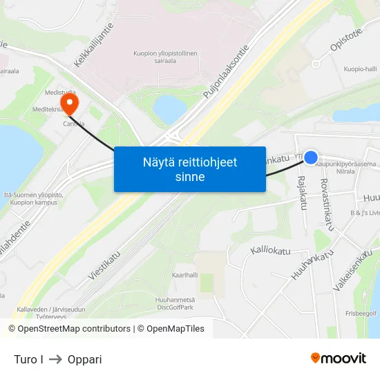 Turo I to Oppari map