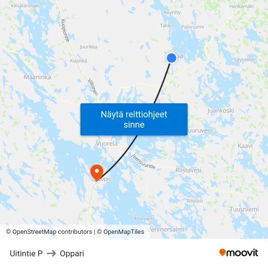 Uitintie P to Oppari map