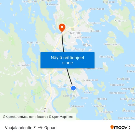 Vaajalahdentie E to Oppari map