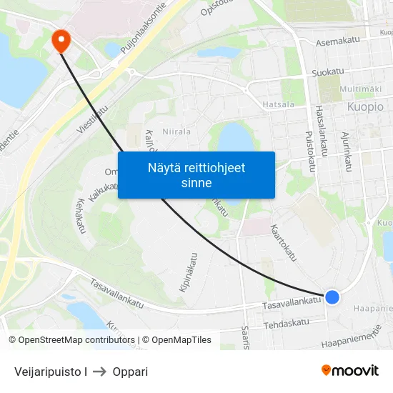 Veijaripuisto I to Oppari map