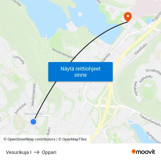 Vesurikuja I to Oppari map