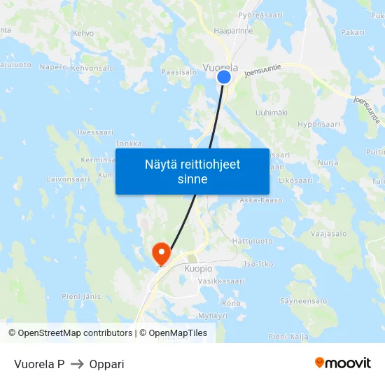 Vuorela P to Oppari map
