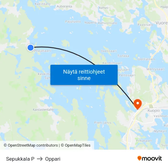 Sepukkala P to Oppari map