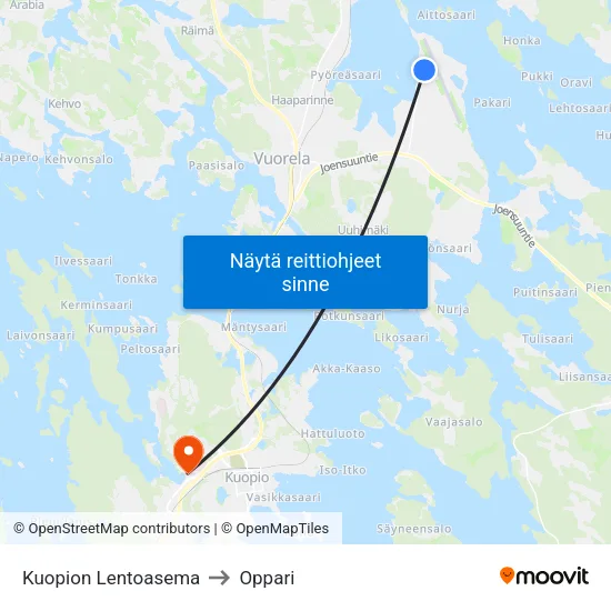 Kuopion Lentoasema to Oppari map