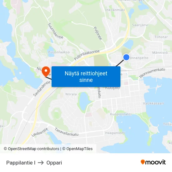 Pappilantie I to Oppari map