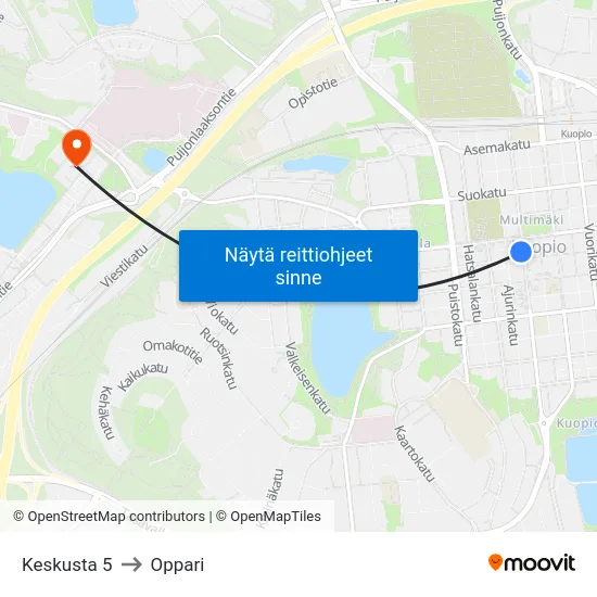 Keskusta 5 to Oppari map