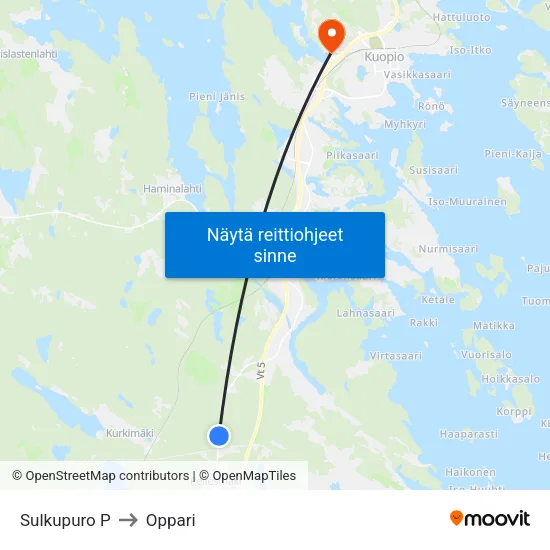 Sulkupuro P to Oppari map