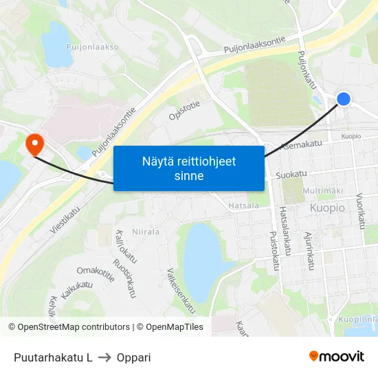 Puutarhakatu L to Oppari map