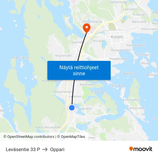 Leväsentie 33 P to Oppari map
