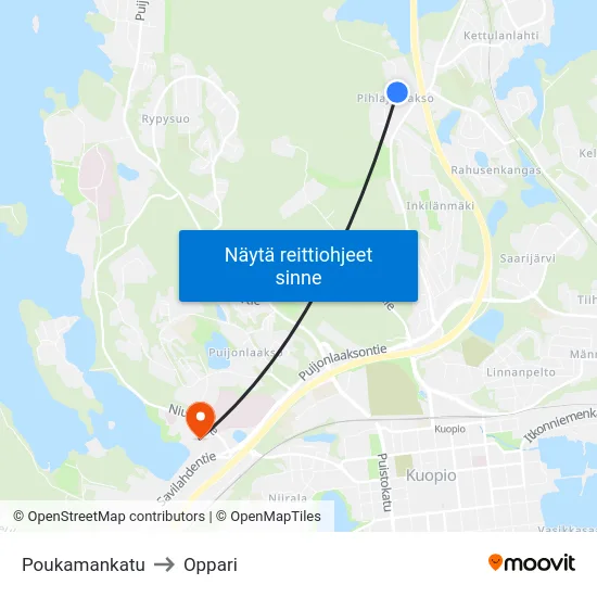 Poukamankatu to Oppari map
