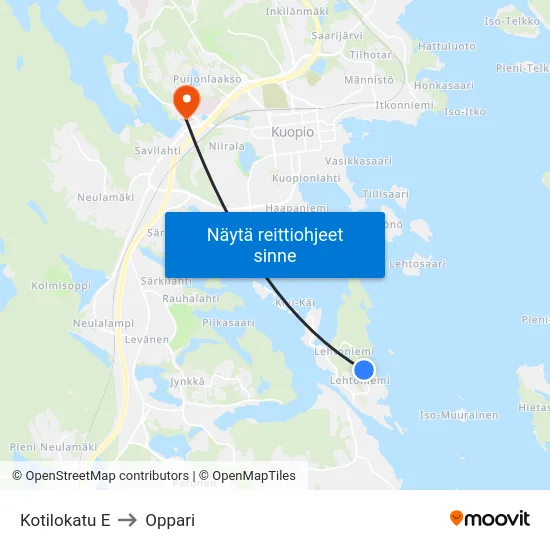 Kotilokatu E to Oppari map