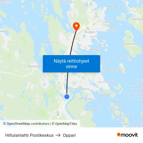 Hiltulanlahti Postikeskus to Oppari map