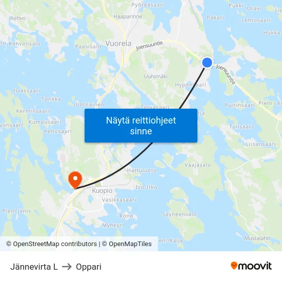 Jännevirta L to Oppari map