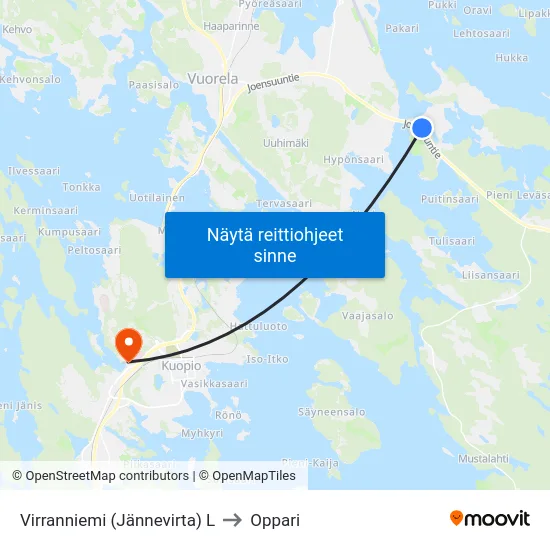 Virranniemi (Jännevirta) L to Oppari map