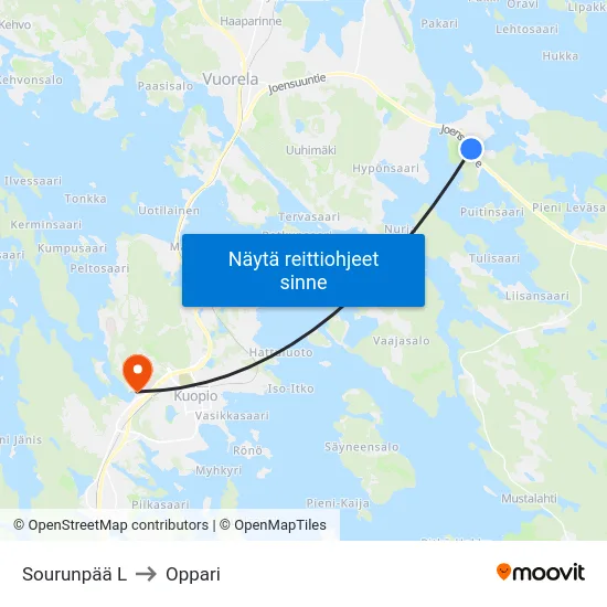 Sourunpää L to Oppari map