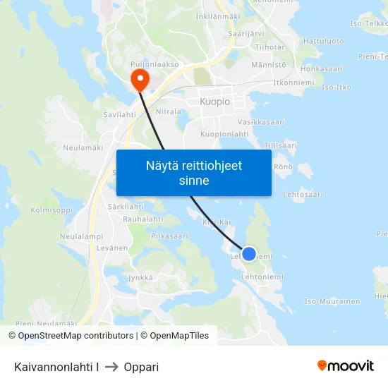 Kaivannonlahti I to Oppari map