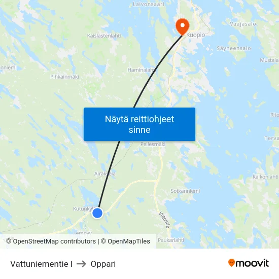 Vattuniementie I to Oppari map