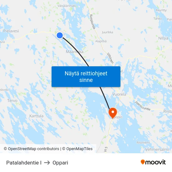 Patalahdentie I to Oppari map