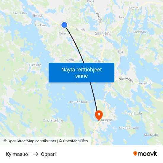 Kylmäsuo I to Oppari map