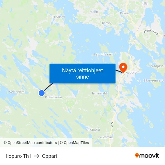 Ilopuro Th I to Oppari map