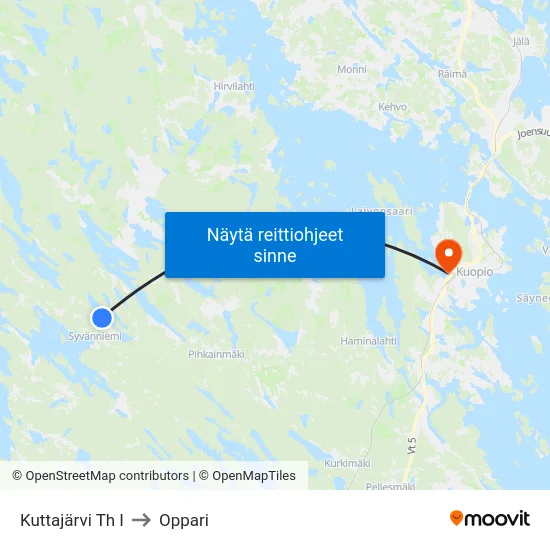 Kuttajärvi Th I to Oppari map