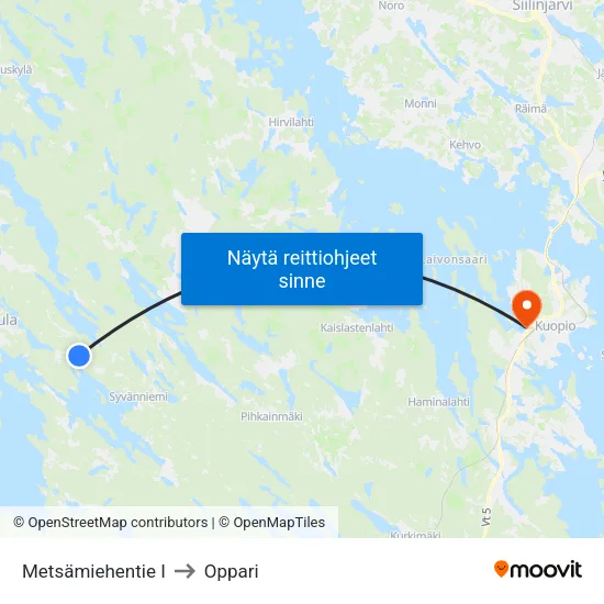 Metsämiehentie I to Oppari map