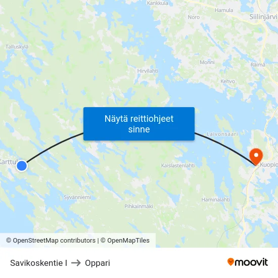 Savikoskentie I to Oppari map