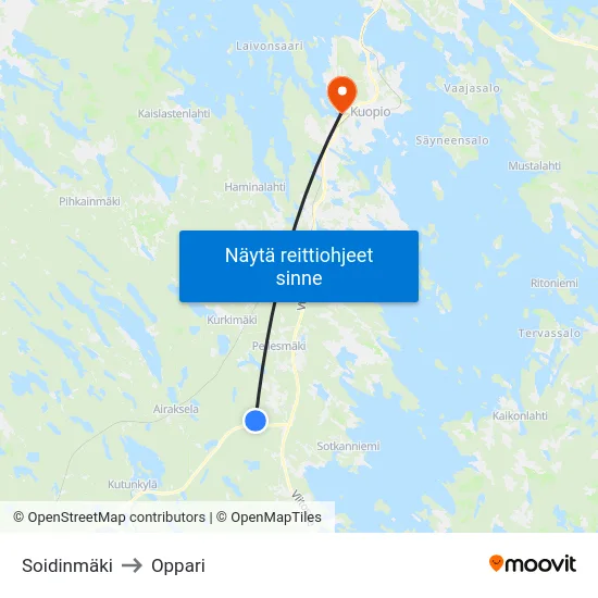 Soidinmäki to Oppari map