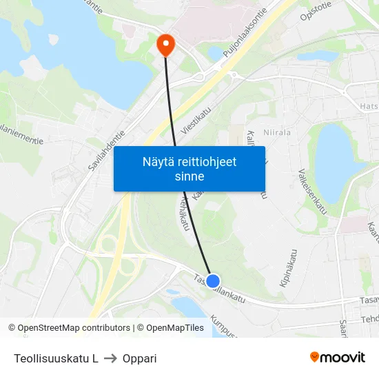 Teollisuuskatu L to Oppari map
