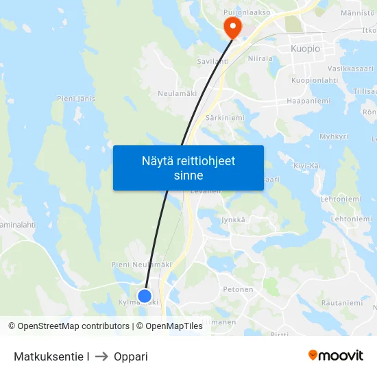 Matkuksentie I to Oppari map