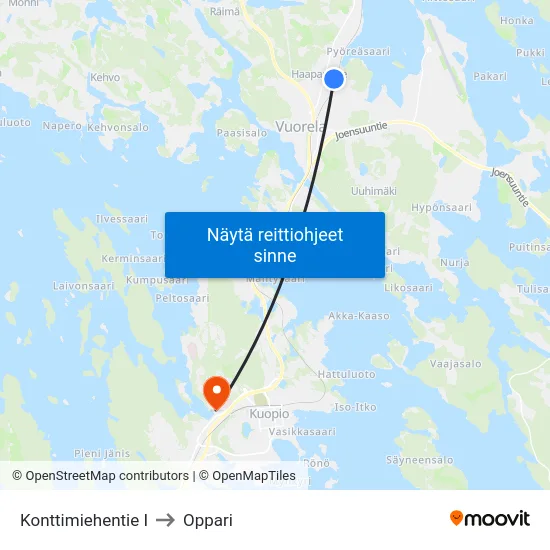 Konttimiehentie I to Oppari map