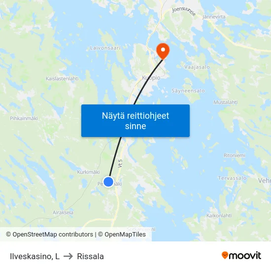 Ilveskasino, L to Rissala map