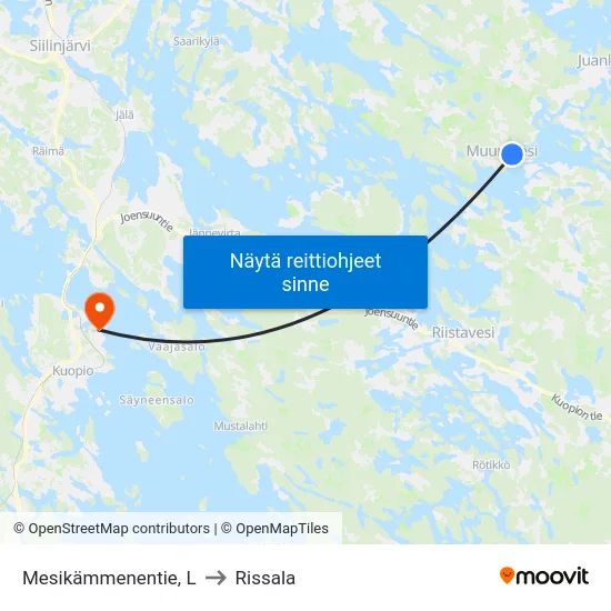 Mesikämmenentie, L to Rissala map