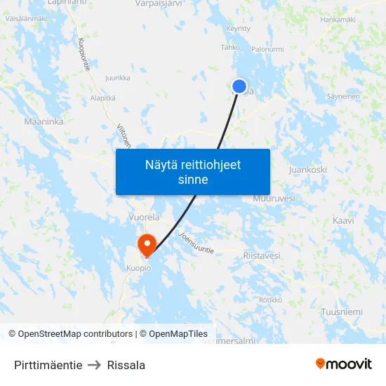 Pirttimäentie to Rissala map
