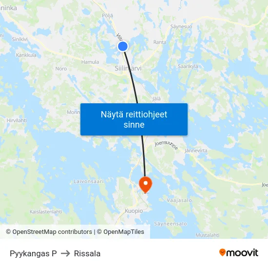 Pyykangas P to Rissala map