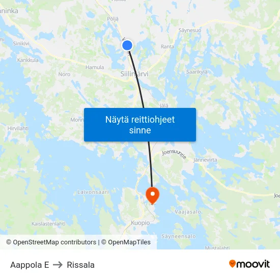 Aappola E to Rissala map