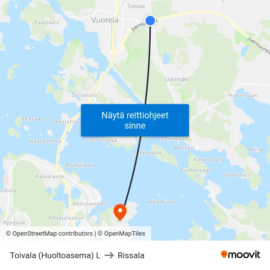 Toivala (Huoltoasema) L to Rissala map