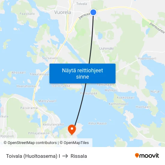 Toivala (Huoltoasema) I to Rissala map