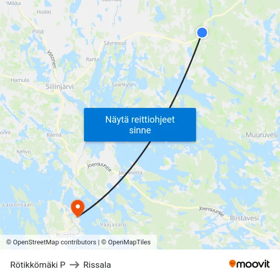 Rötikkömäki P to Rissala map