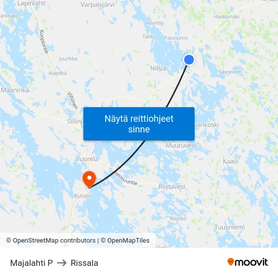 Majalahti P to Rissala map