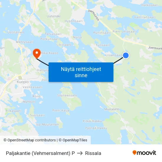 Paljakantie (Vehmersalment) P to Rissala map