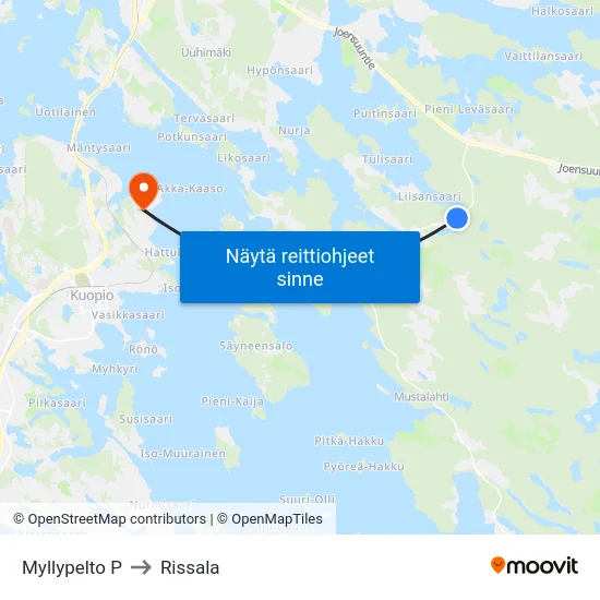 Myllypelto P to Rissala map