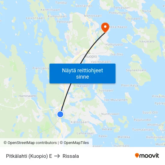 Pitkälahti (Kuopio) E to Rissala map